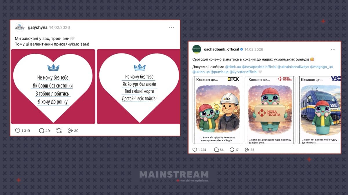 Публікації @galychyna та @oshadbank_official у Threads
