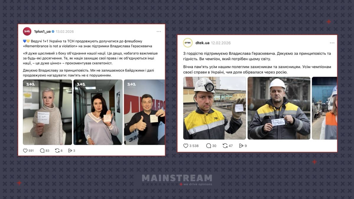 Публікації @1plus1_ua та @dtek.ua у Threads