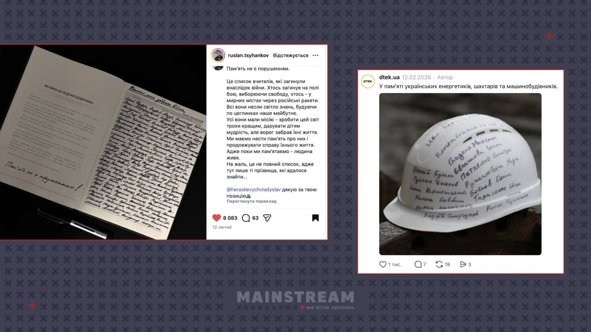 Публікації @ruslan.tsyhankov у Instagram та @dtek.ua у Threads