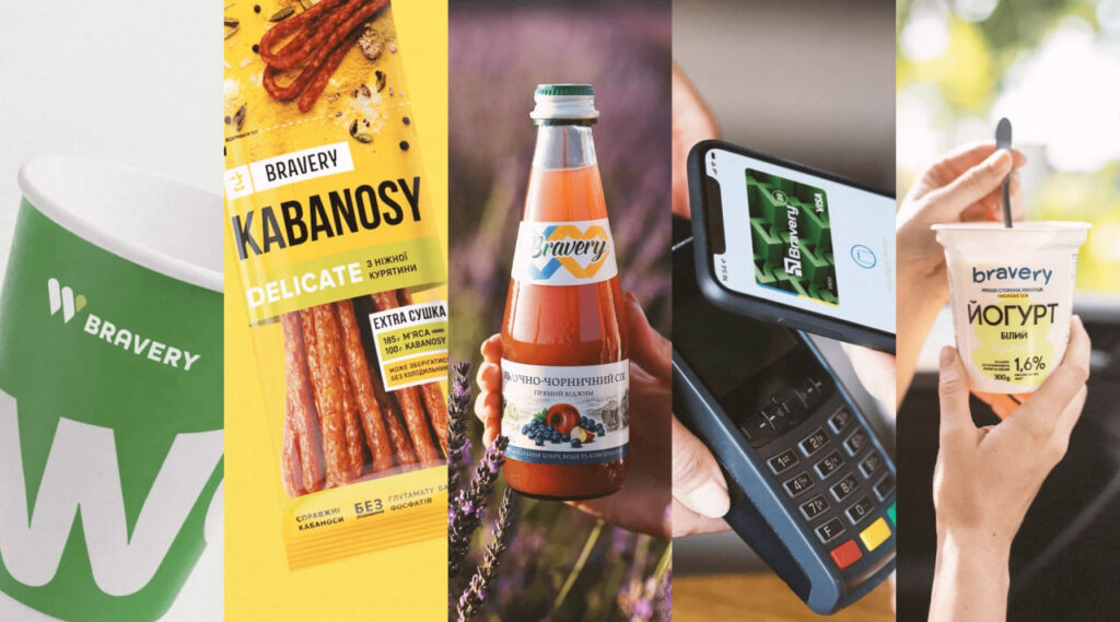 Продукти українських брендів із логотипом Bravery — частина кампанії «Be Brave Like Ukraine». Фото: Banda Agency