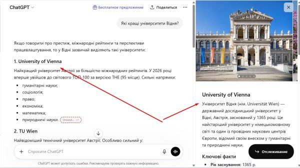 "Какие лучшие университеты Вены?"
