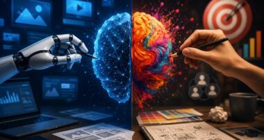 Ілюстрація: штучний інтелект і людина як партнери у створенні реклами