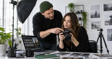 Навчання фотографії: робота з камерою, світлом і композицією. Ілюстративне зображення, згенероване за допомогою ШІ (OpenAI).