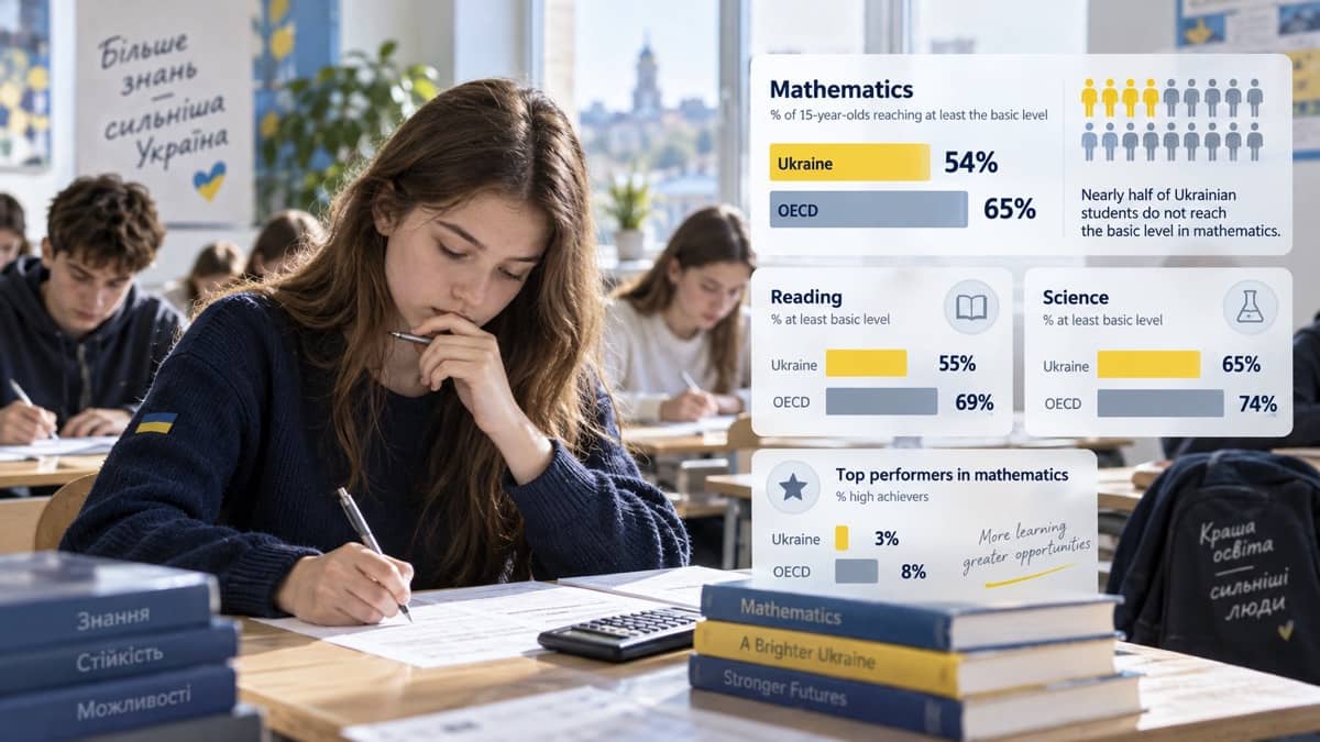 PISA-2025: базового рівня з математики не досягає майже половина українських учнів