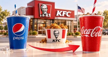 KFC у США змінює постачальника напоїв із Pepsi на Coca-Cola. Ілюстрація створена за допомогою ШІ