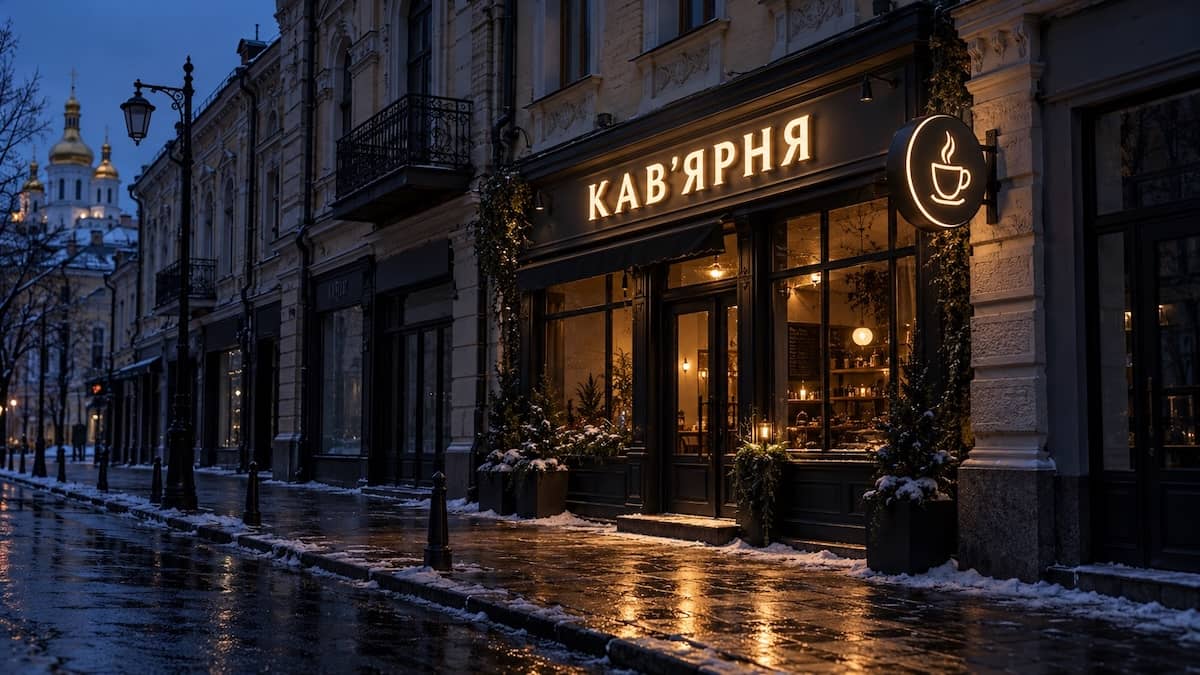 Кав’ярня світиться під час блекауту